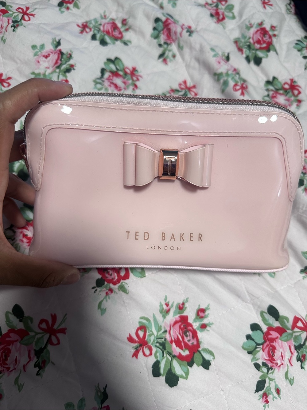 Ted Baker Light Pink Patent Bow Cosmetic Pouch
